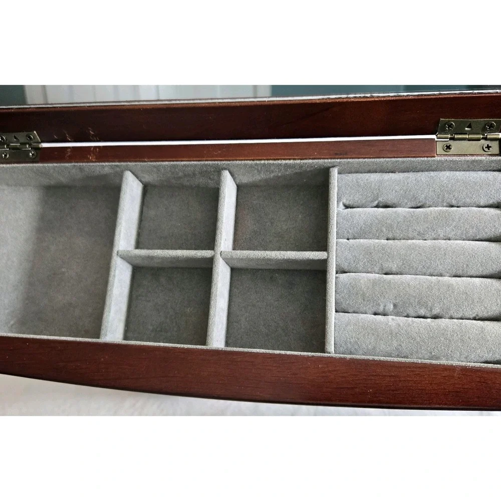 Armoire Jewelry Box With Double Doors and Mirrored Flip Top Vintage